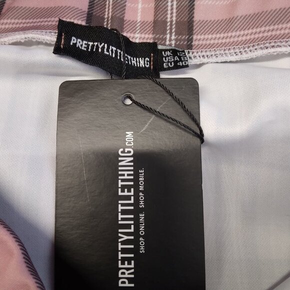 Pretty Little Thing Pink Check Button Skirt Size 8. NWT - Picture 9 of 12